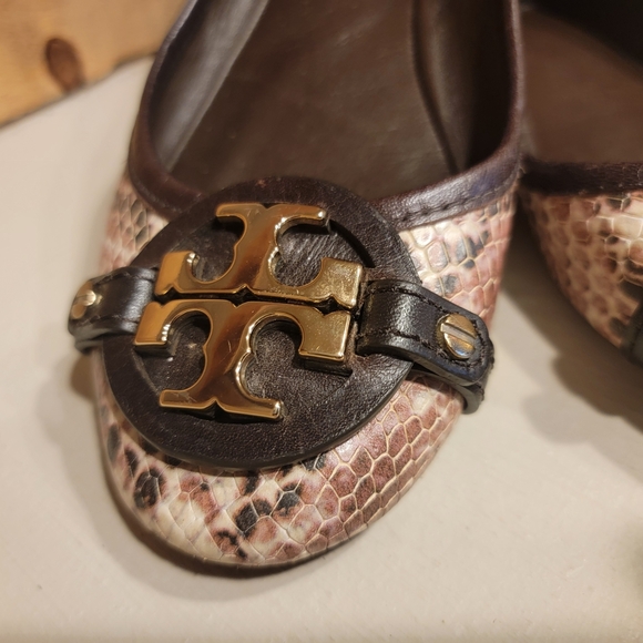 Tory Burch Women's Ballet Flats In Shades Of Brown Snakeskin Leather Size 7.5 - Picture 4 of 9